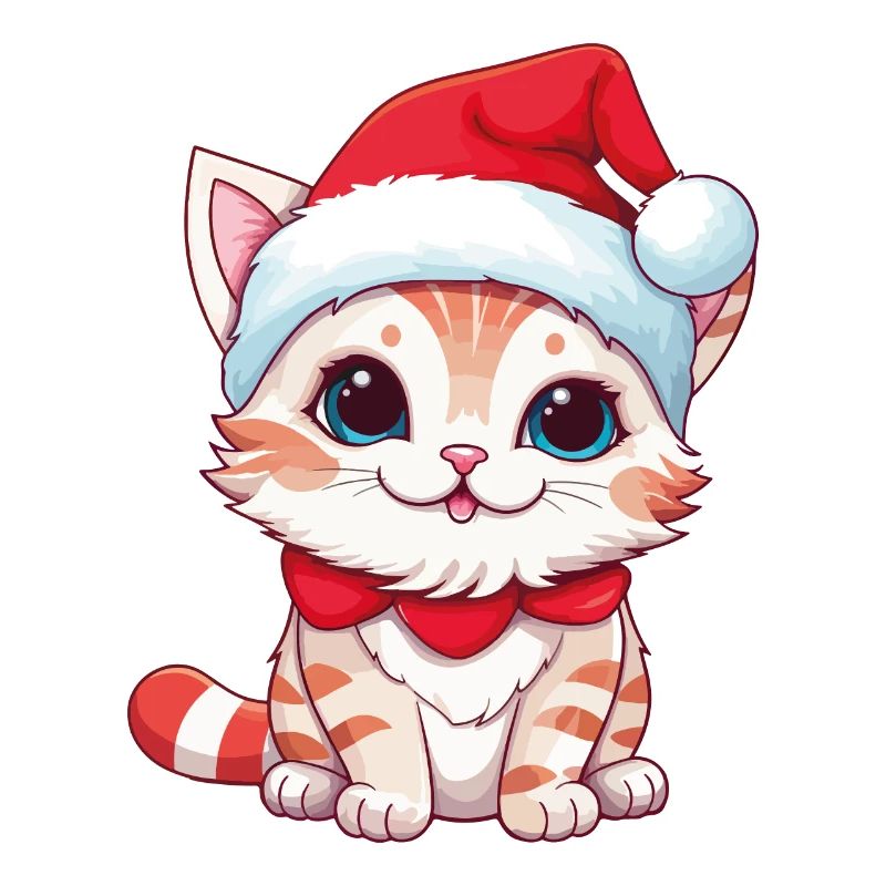 Chat Noël Noël Chat Mignon Joyeux Catmas
