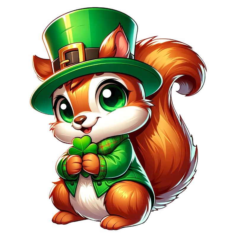 St. Patrick's Day Cute Squirrel Comic Design