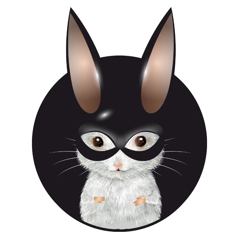 Cute White Mouse with Bunny Mask in Patch