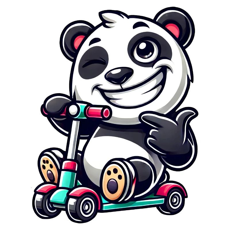 Panda Roller Scooter Dessin animé Cool