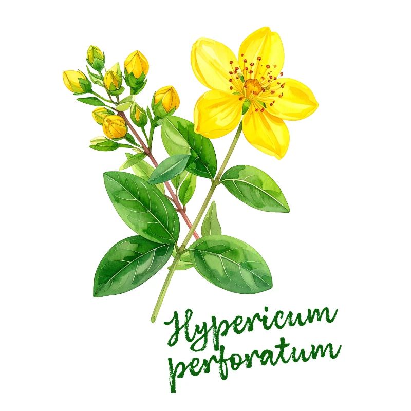 Hypericum perforatum - botanical illustration