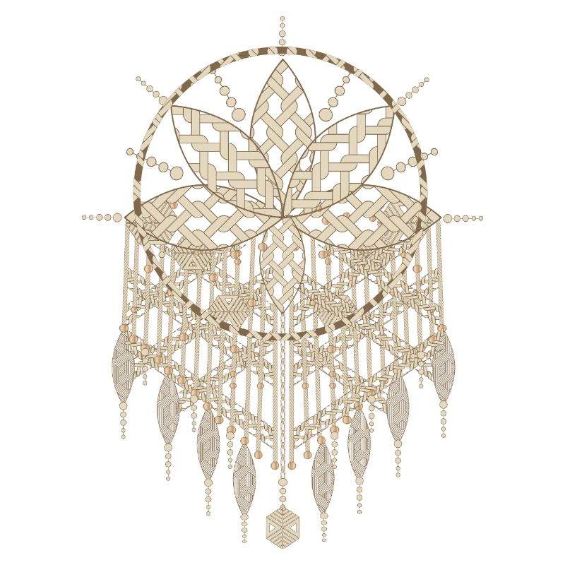 Macramé pendant with ornate knot patterns
