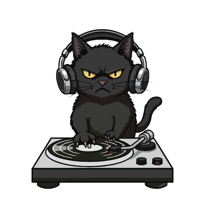 Turntable Cat Chat DJ Vinyle