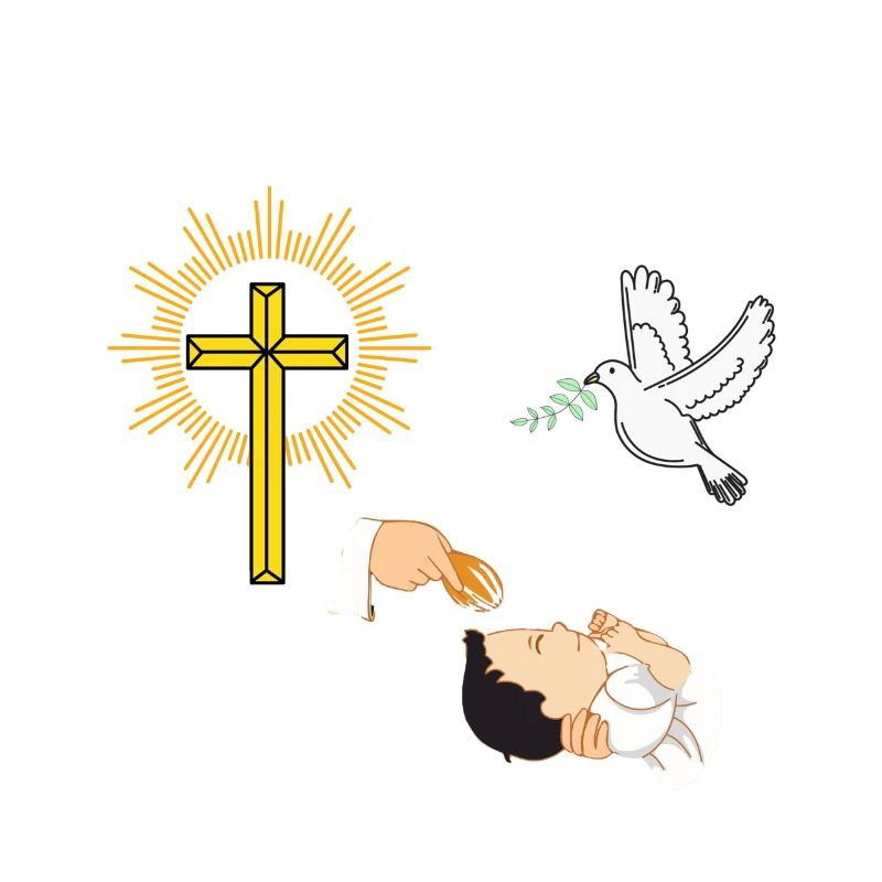 Baptêmes de bébé avec une colombe et une croix