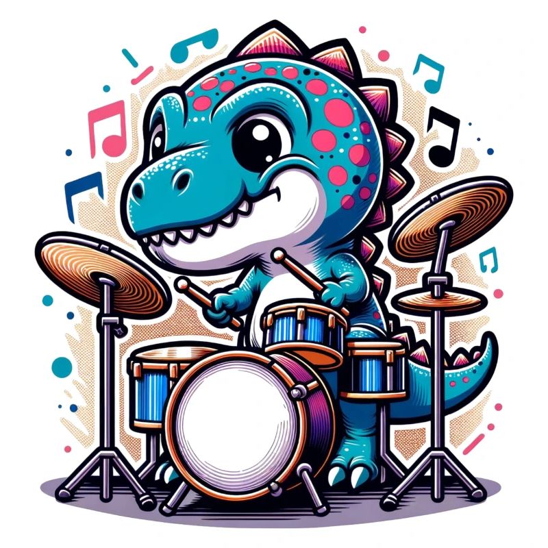 Cooler T-Rex Dinosaurier Drummer