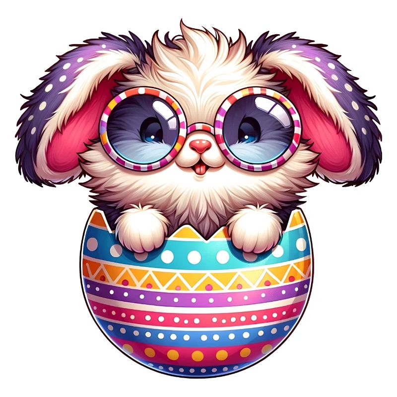 Cute Easter bunny in egg with glasses