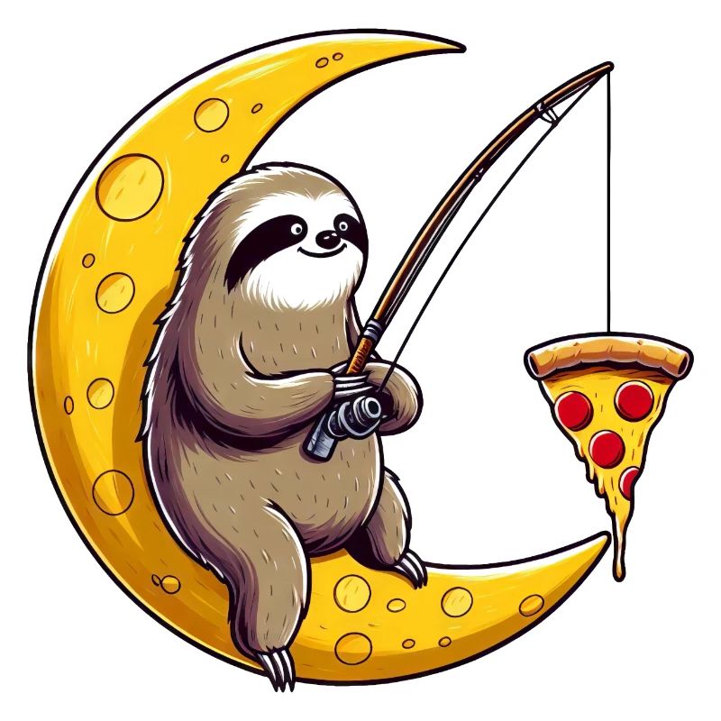 Sloth Angler Moon Pizza Space