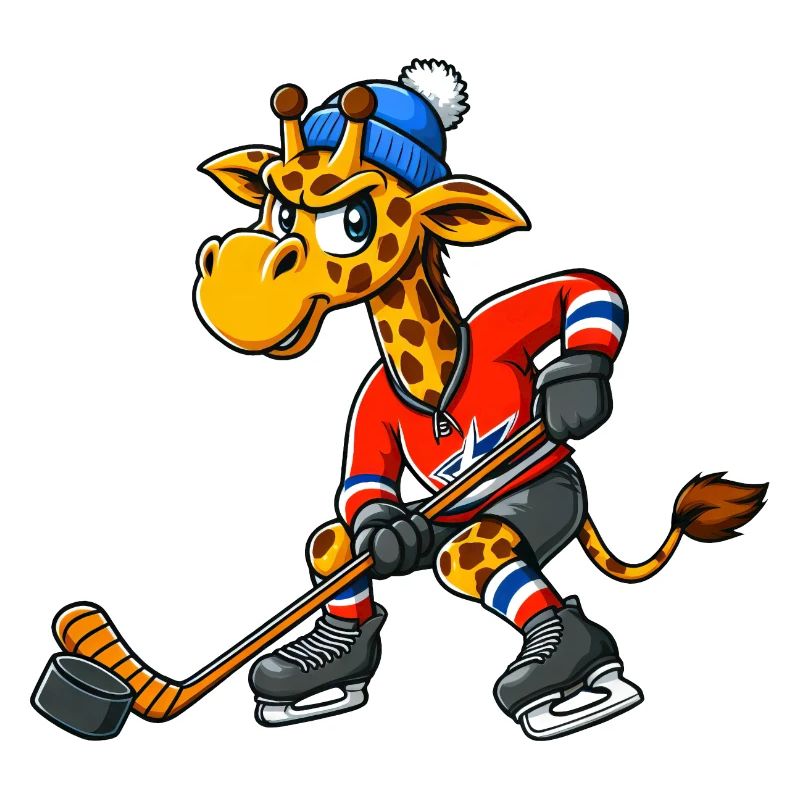 Coole Giraffe Eishockey Comic Cartoon Design