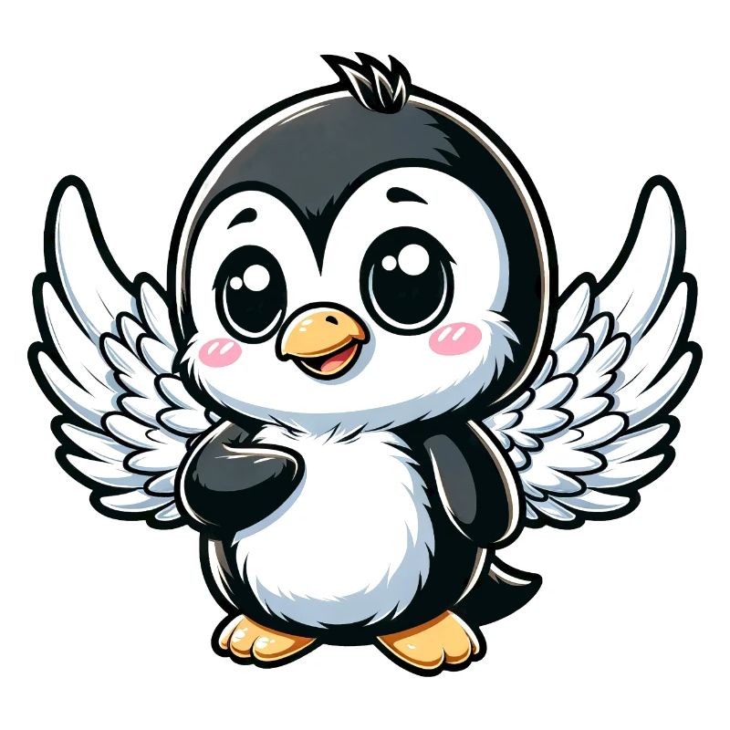 Ange pingouin mignon avec des ailes Comic Design