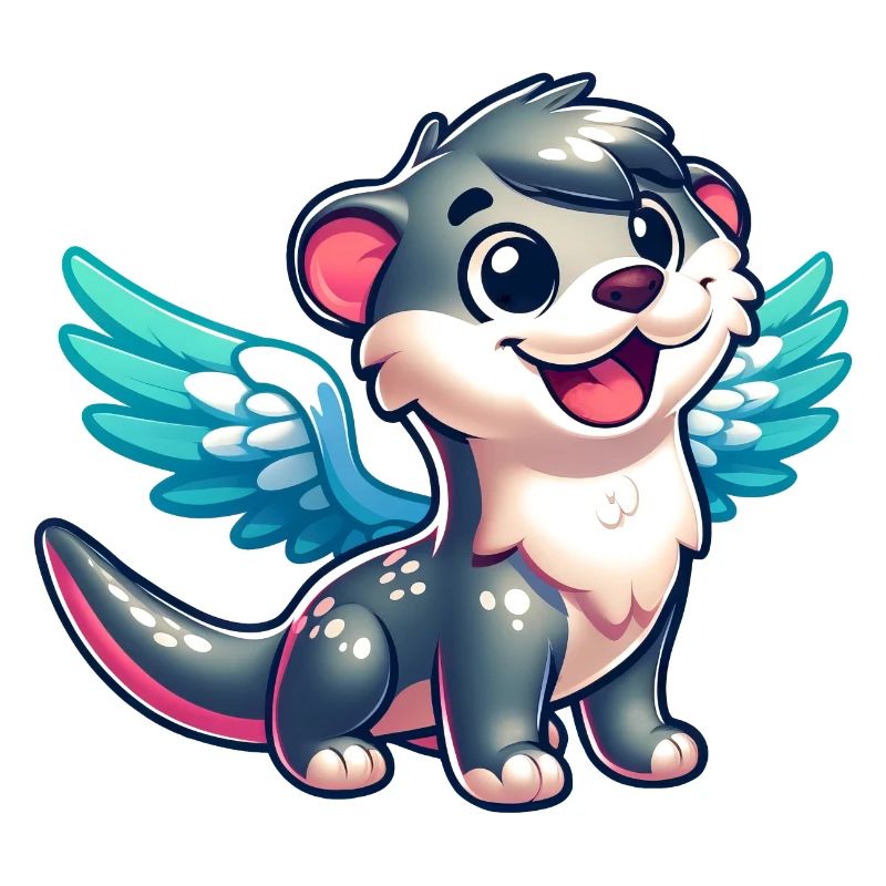 Otter als Engel mit Flügeln Wasserratte