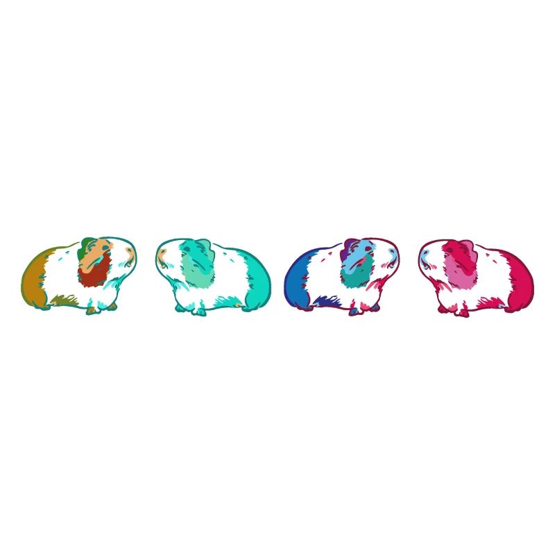 cochon d’Inde, rangée, coloré, illustration