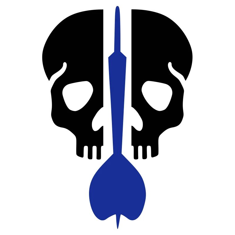 Geteilter Schädel und Dartpfeil