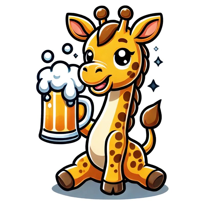 Cute Giraffe Drinking Beer 3