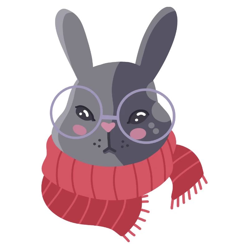 Lapin gris mignon dans une écharpe rouge d’hiver
