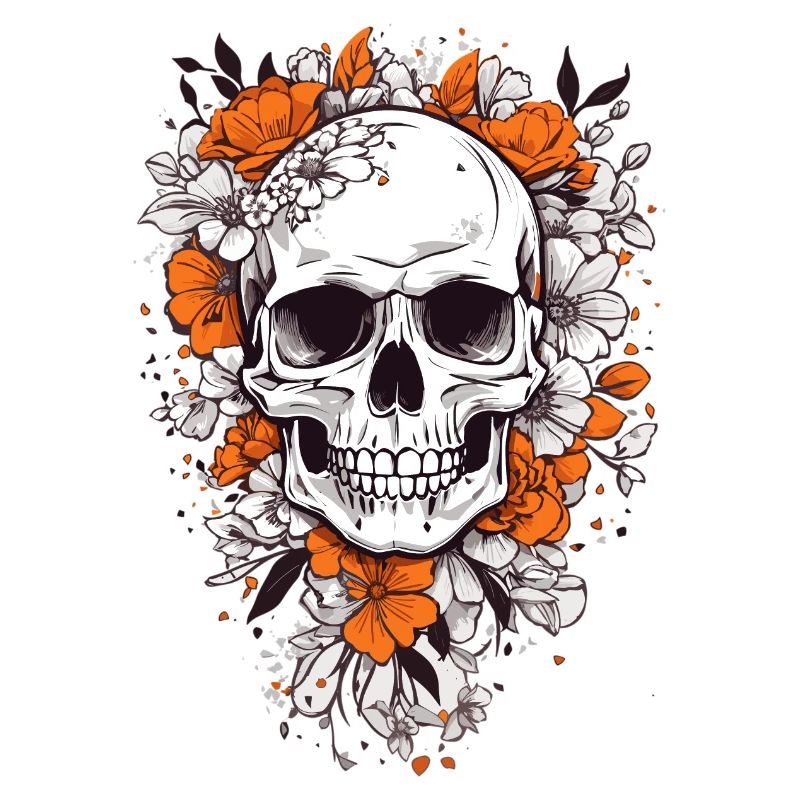 Crâne avec des fleurs