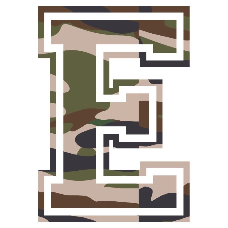 E, Monogramme, Camouflage Vert-Marron
