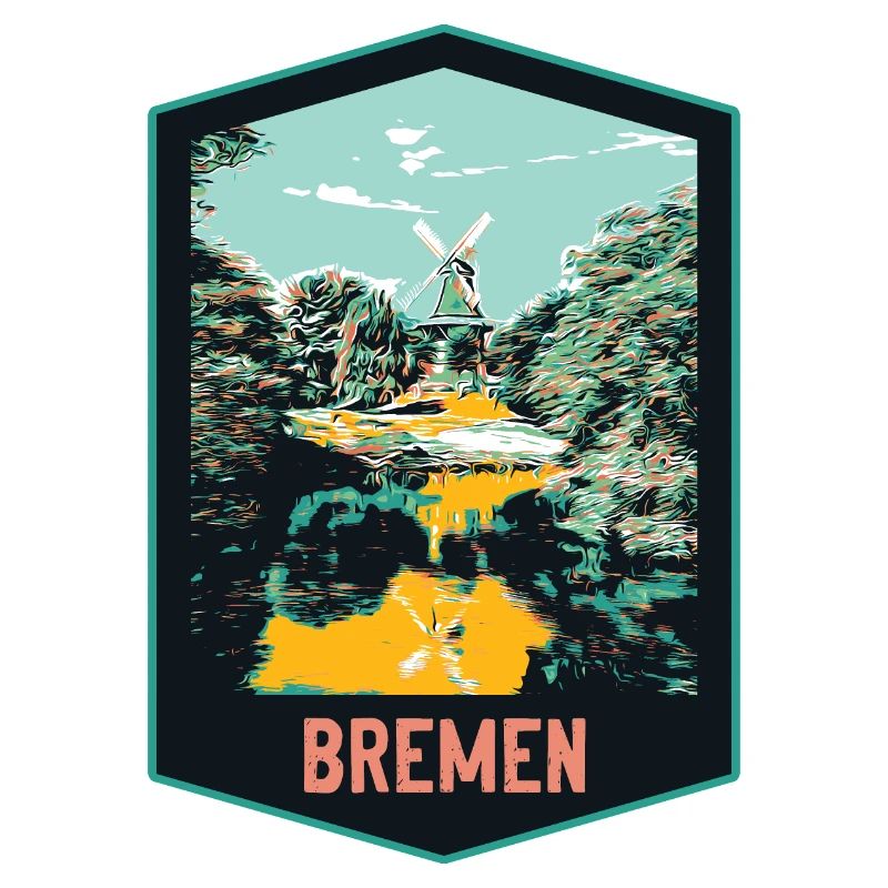 Bremen, Germany, Old Windmill Illustration
