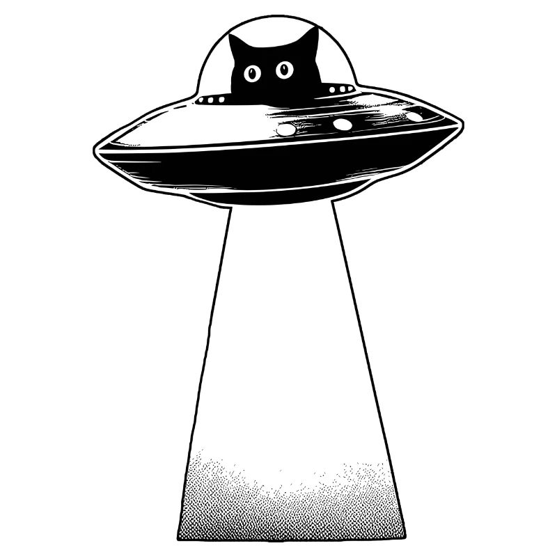 Cat Invasion UFO Alien Space Galaxy 3D Effect Cut
