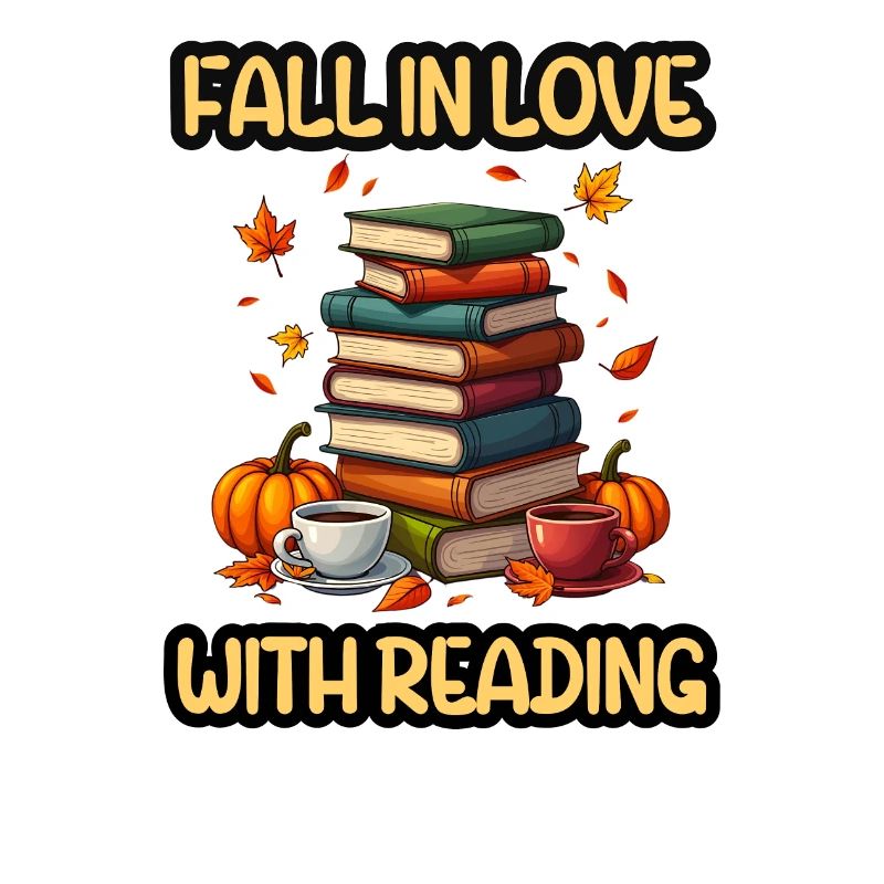 fall in love with reading, Cute fall bookworm