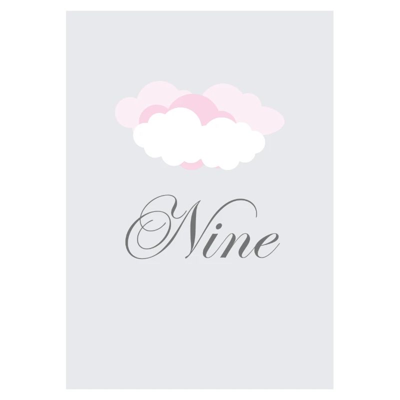 Cloud Nine Grey and Pink with Fluffy Clouds