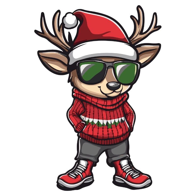 Deer Christmas Comic Cool