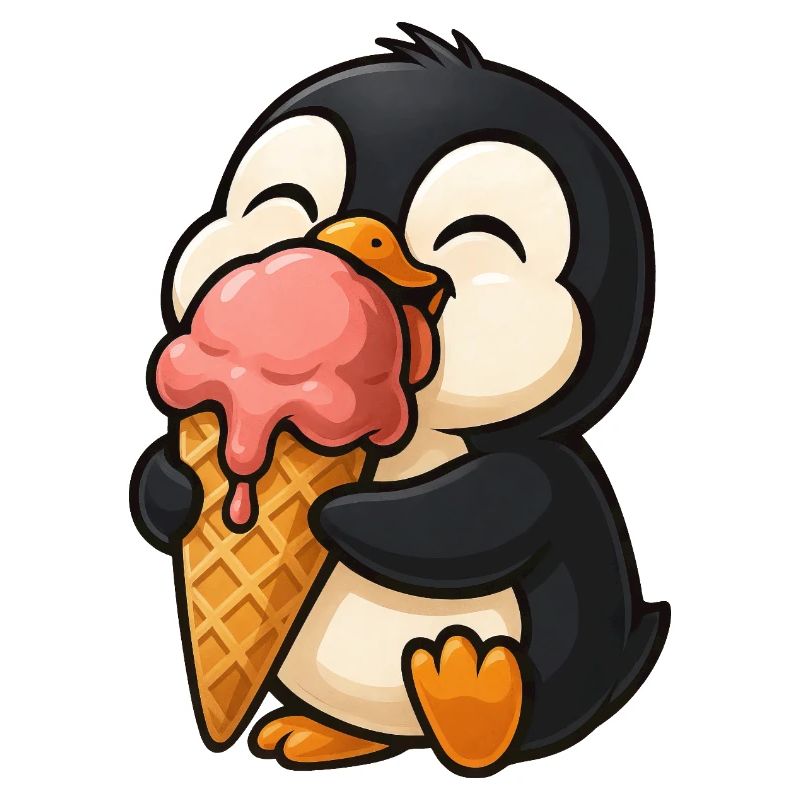 Lustiger Pinguin mit Eiscreme Cartoon 
