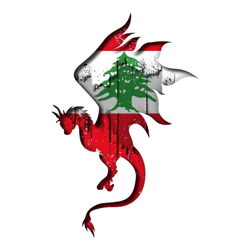 Drapeau du Liban - Liban - Silhouette de dragon