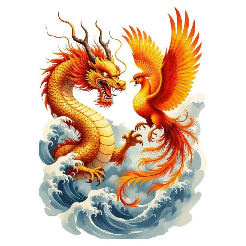 Dragon and Phoenix vector