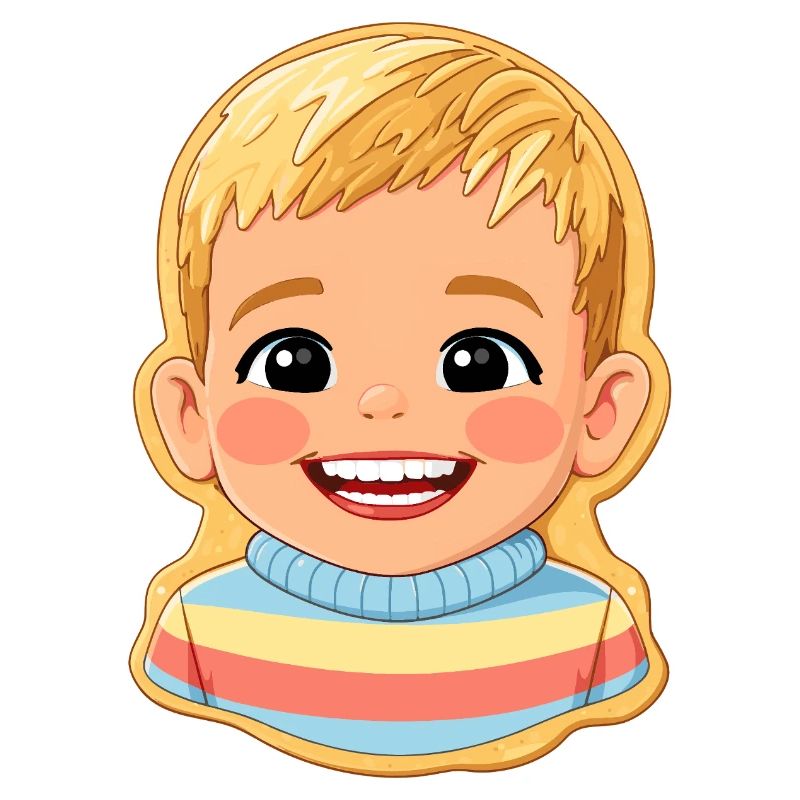 Motif biscuit : enfant joyeux avec un pull coloré
