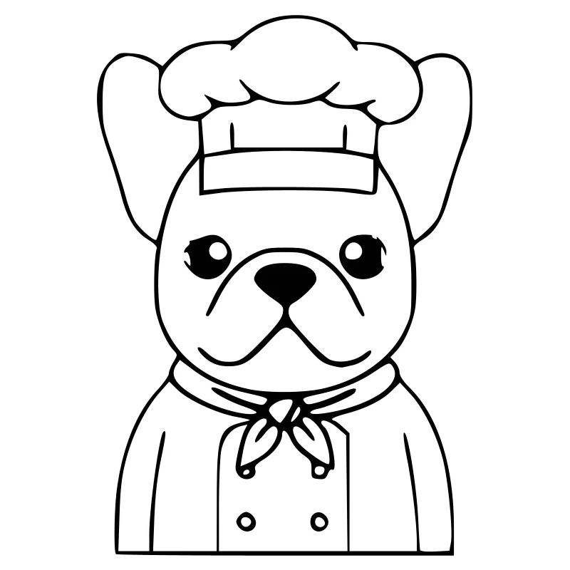 Frenchie Chef Baker Outline
