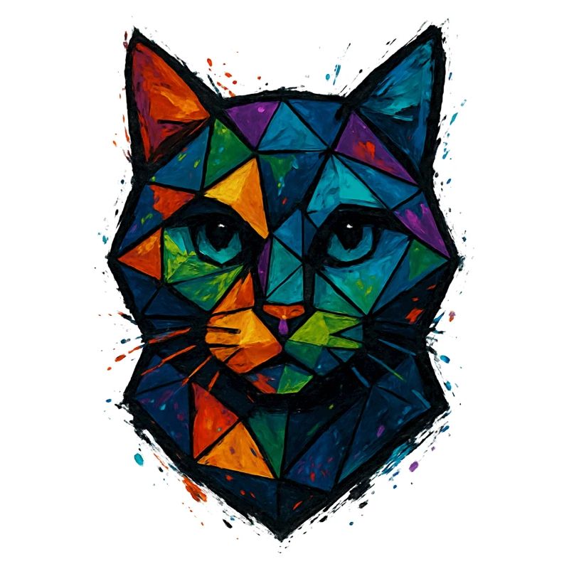 Chat Low Poly - Geometric Mesh Polygonal Art Desig