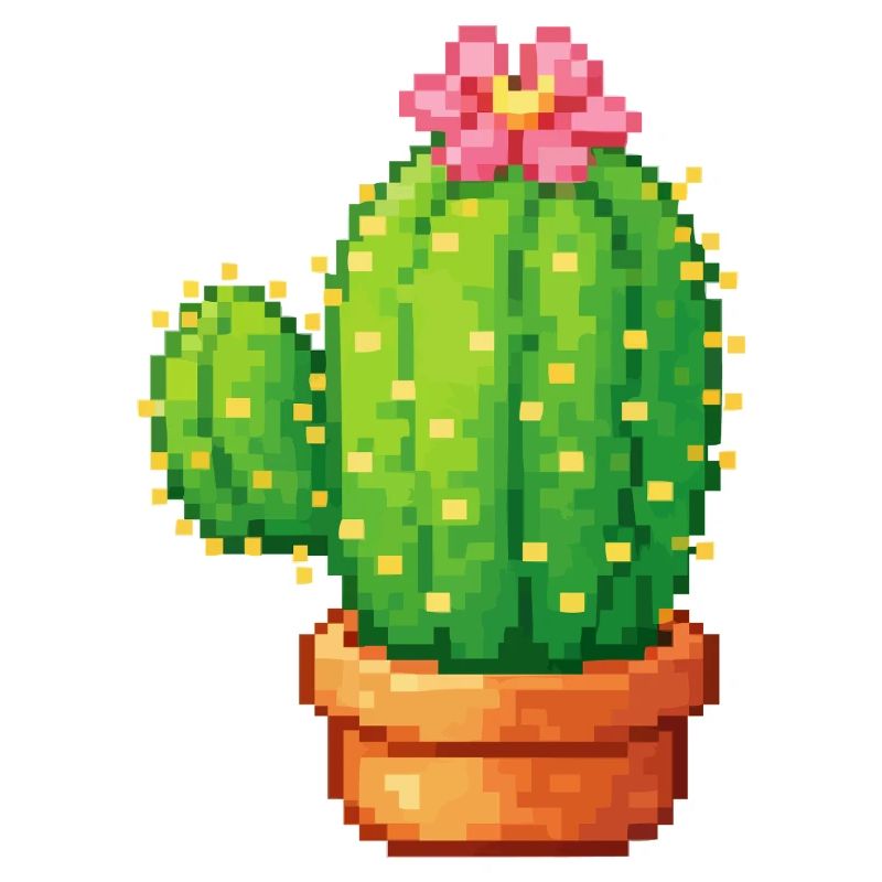 Pixel cactus with flower