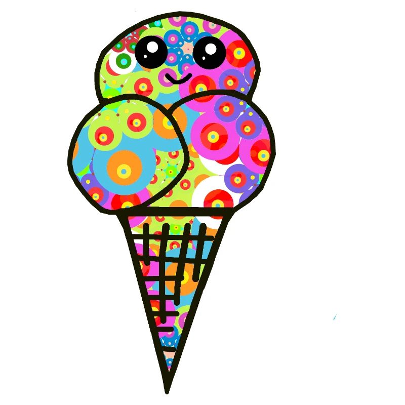 Buntes Blüten-Eisdesign Eiscreme Retro 60er