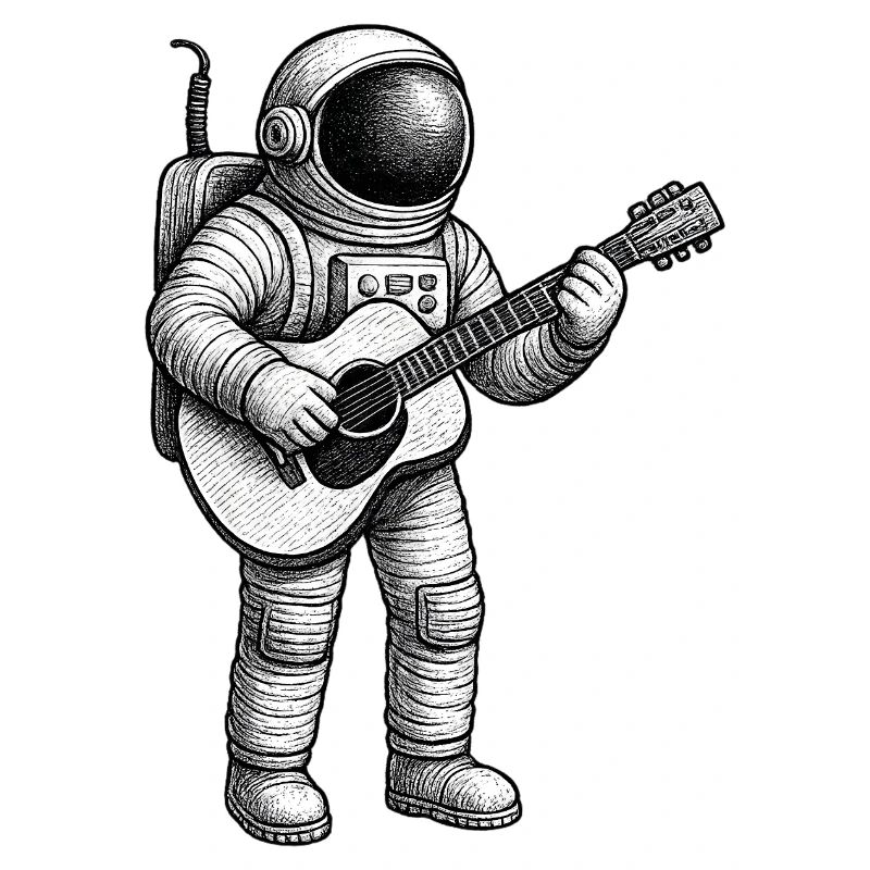 Astronaut Guitar Sketch
