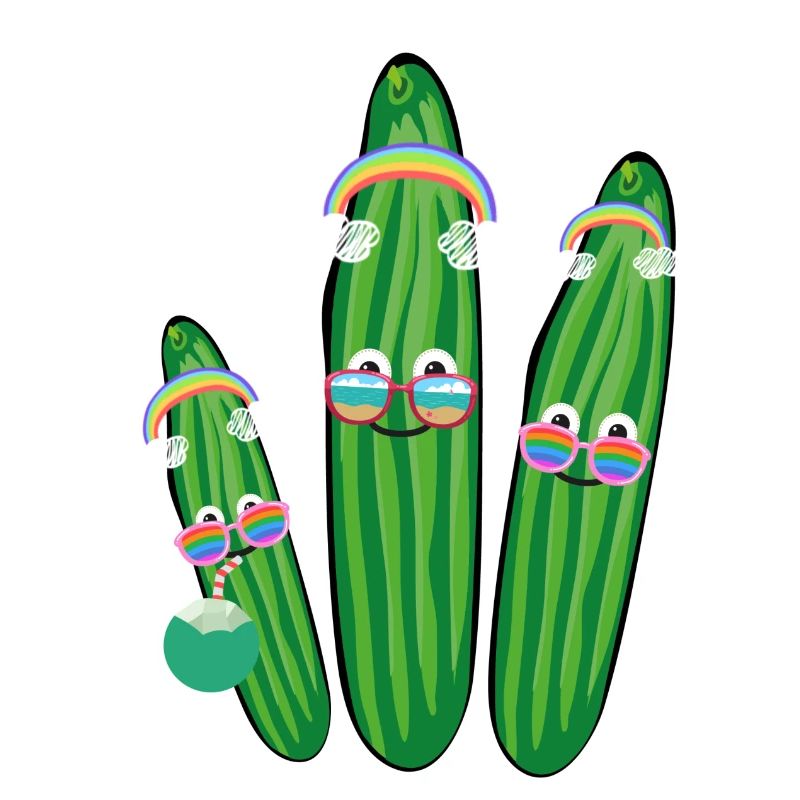 Trio de concombre,Concombre,Concombre,Arc-en-ciel,Lunettes de soleil