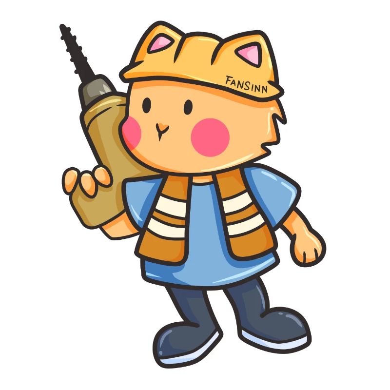 Cat drill construction site helmet kids gift