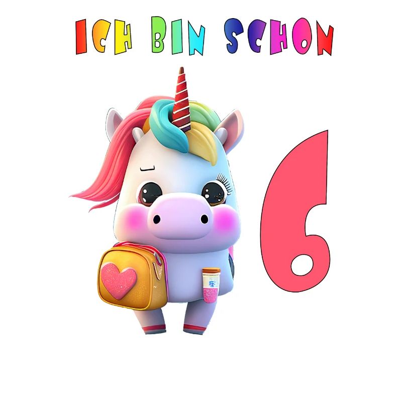Ich bin schon 6 Süsses Einhorn mit Rucksack Motiv
