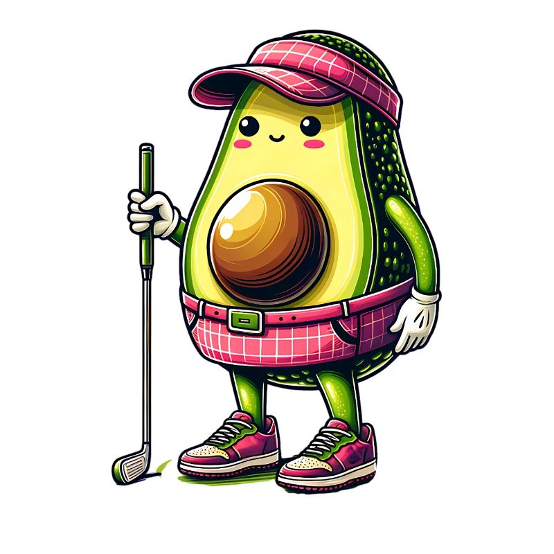 Funny golf avocado ready for stylish