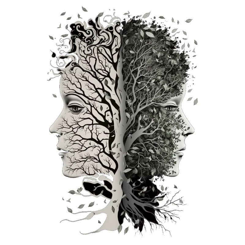 Tree Faces With Leaves Blowing Cool Female Faces