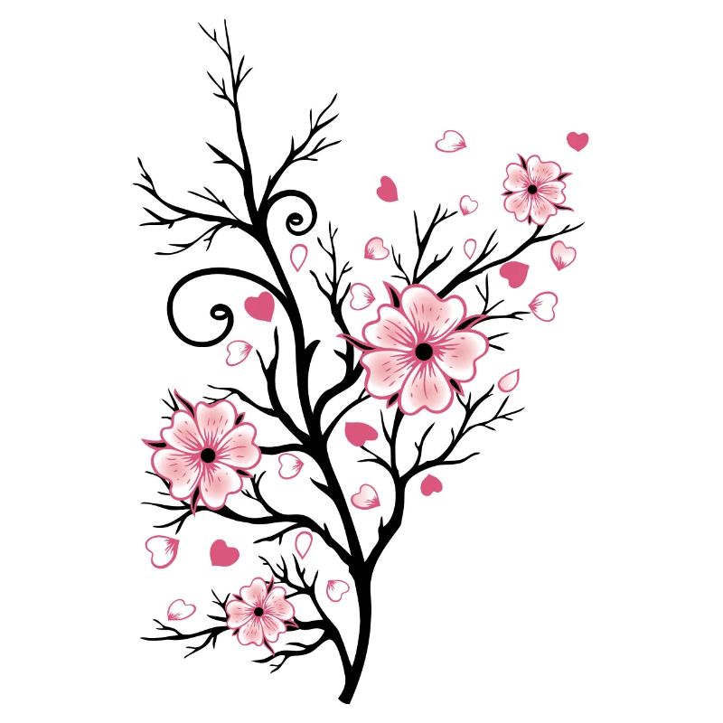 Cherry Tree Cherry Blossoms with Hearts Sakura Spring