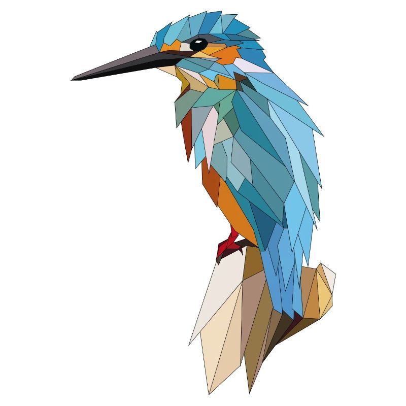 Kingfisher Polygon Grid Graphic