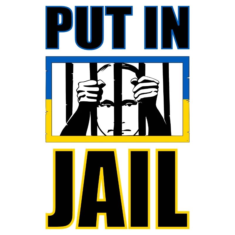 Prison de Poutine - Poutine derrière les barreaux avec le drapeau ukrainien