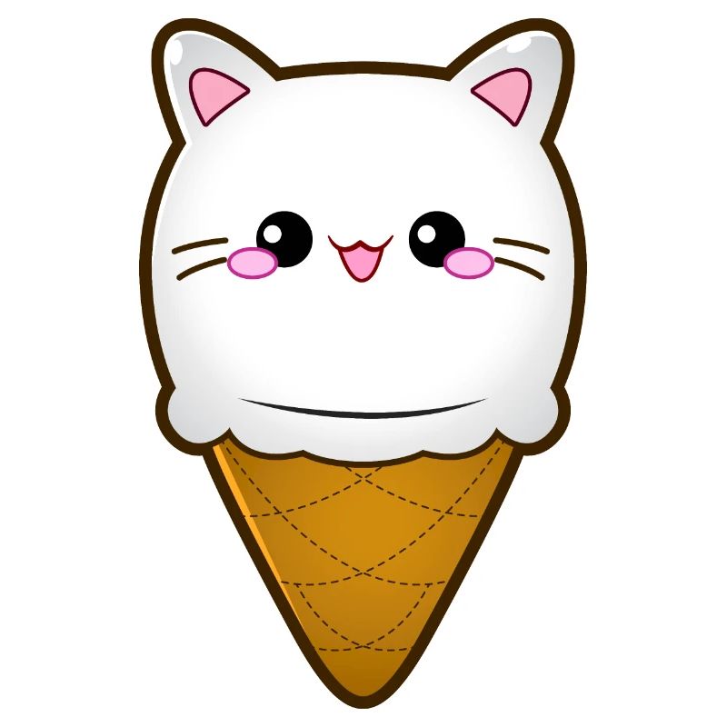Crème glacée Chat Crème glacée Chat glace Boule de crème glacée à la vanille