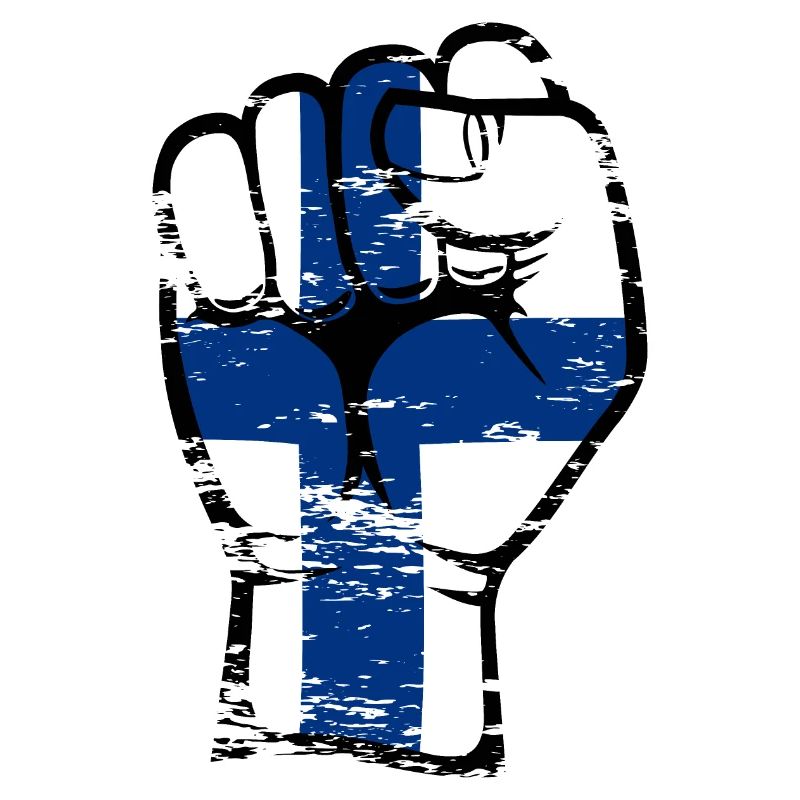 Icône de main de poing du drapeau de la Finlande utilisée