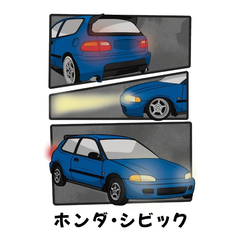NIGHT BLUE CAR COMIC / HATCHBACK