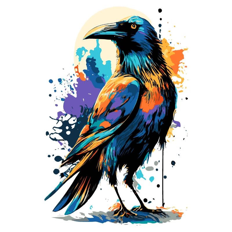 Black Raven - Crow Colorful - Ravens & Crows