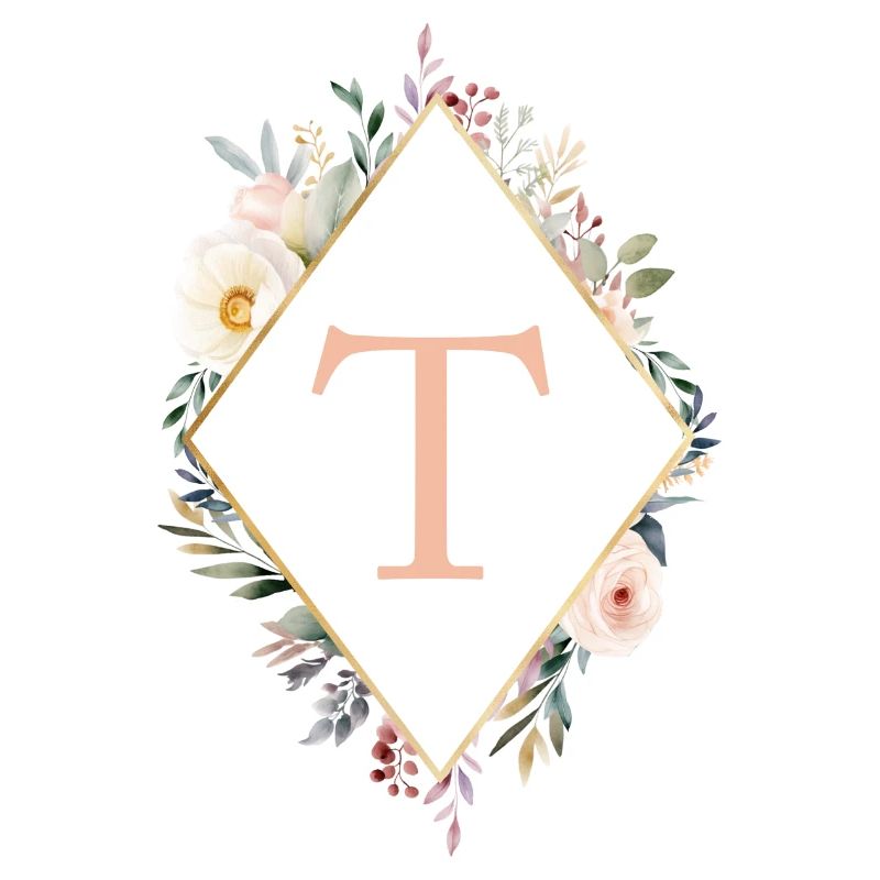 T Monogram, Floral, Boho
