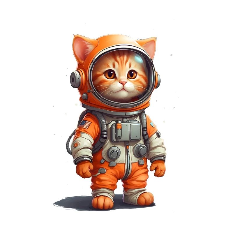 Conception de bébé chat orange astronaute mignon