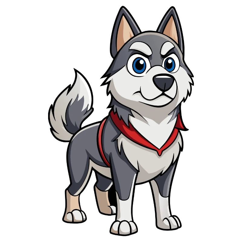 A Norwegian Elkhound with a determined expression