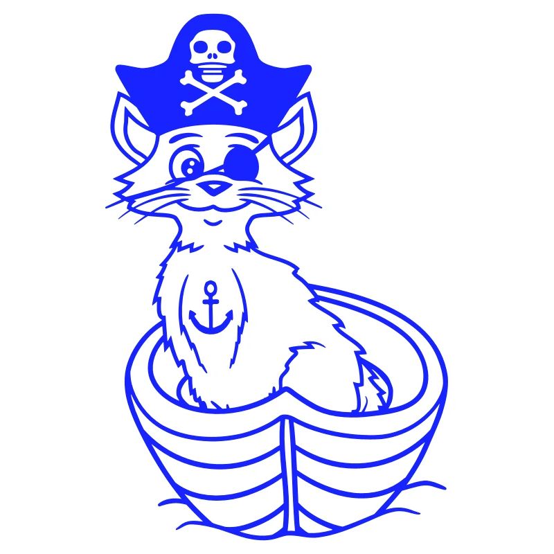 Pirate Cat Buccaneer Eye Patch Hat Rowing Boat